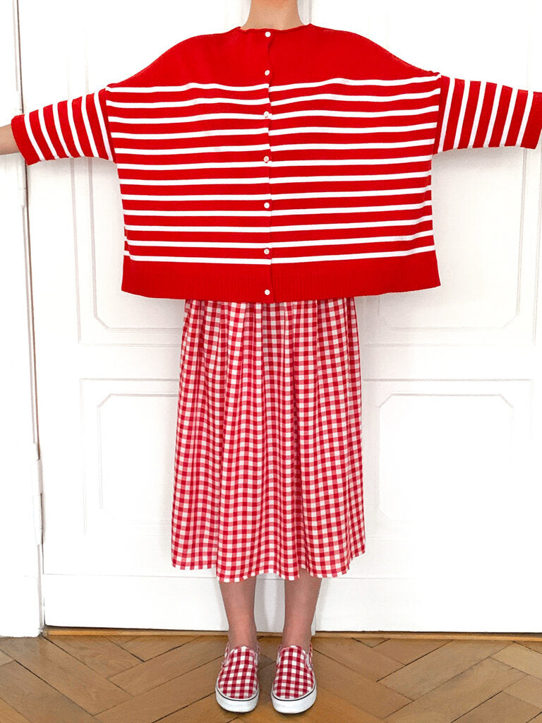 Gallego Desportes Striped Cardigan Red White