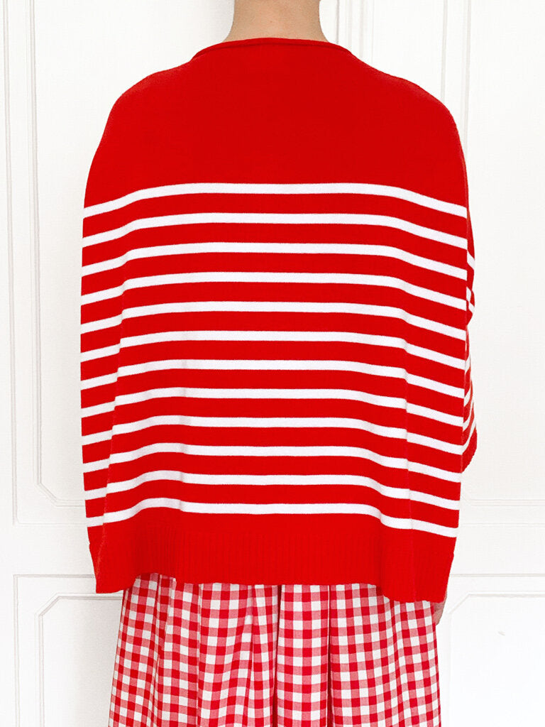 Gallego Desportes Striped Cardigan Red White