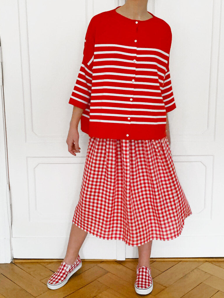 Gallego Desportes Striped Cardigan Red White