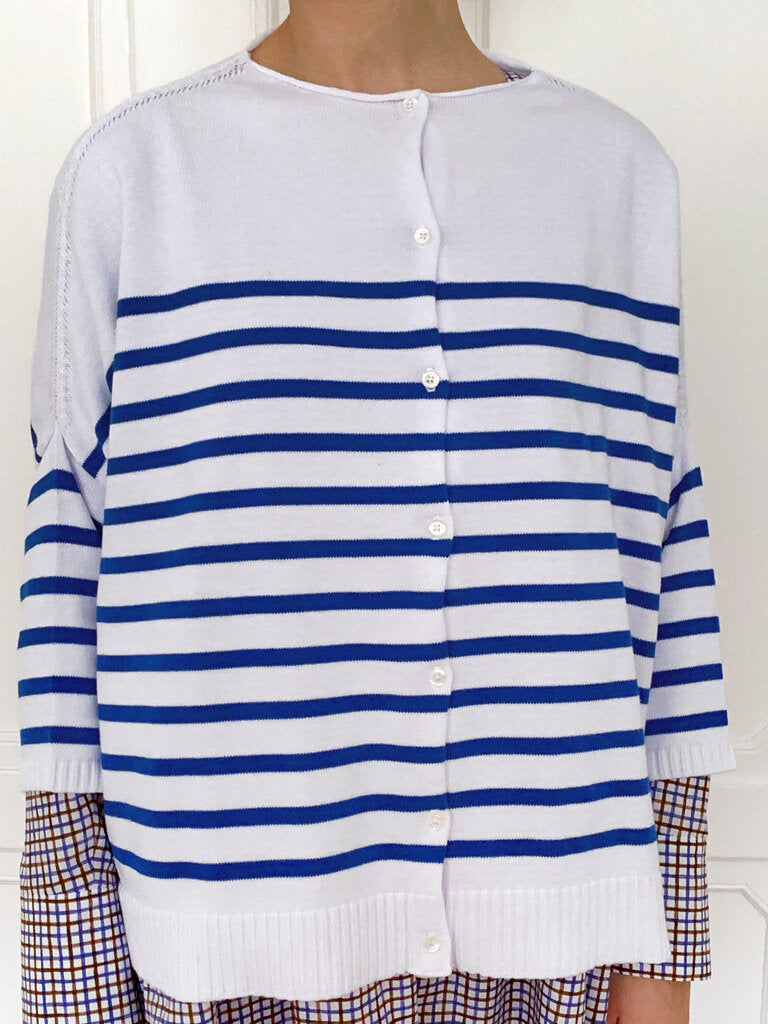 Gallego Desportes Striped Cardigan White