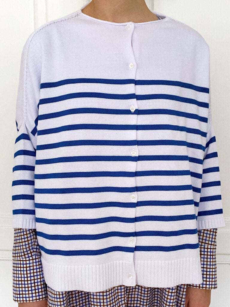 Gallego Desportes Striped Cardigan White