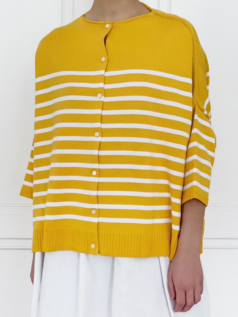 Gallego Desportes Striped Cardigan Yellow