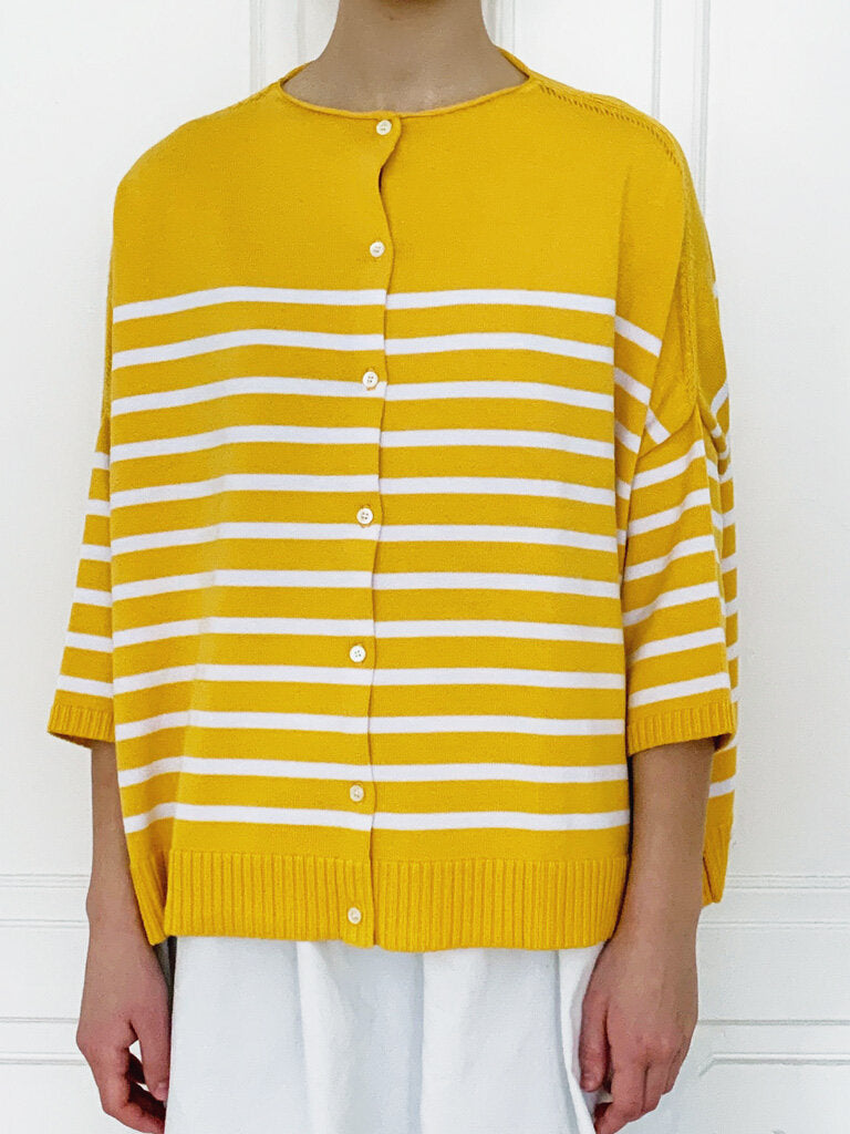 Gallego Desportes Striped Cardigan Yellow