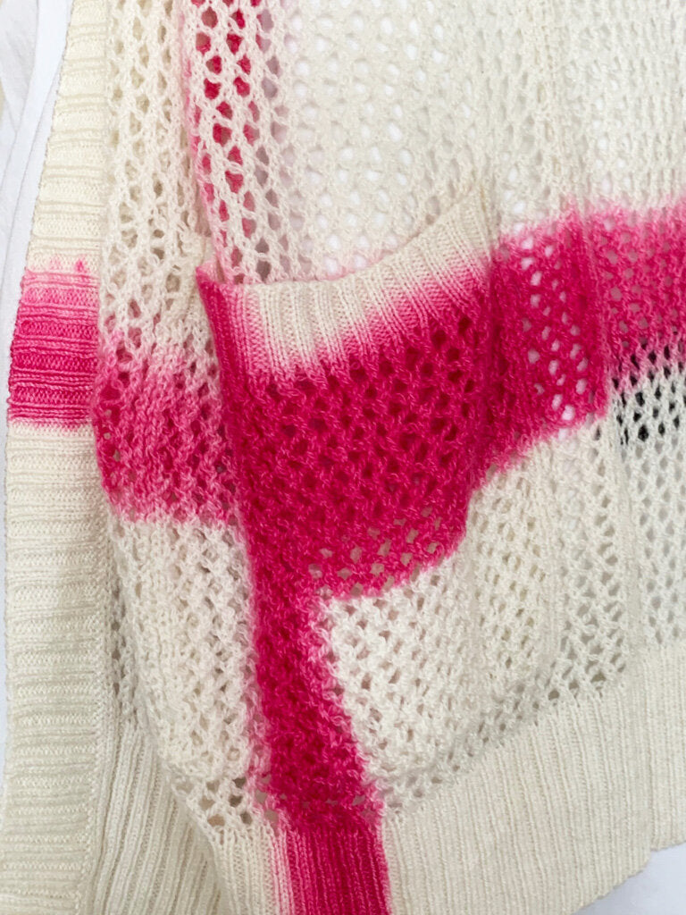 suzusan Shibori Check Cashmere Cardigan Pink