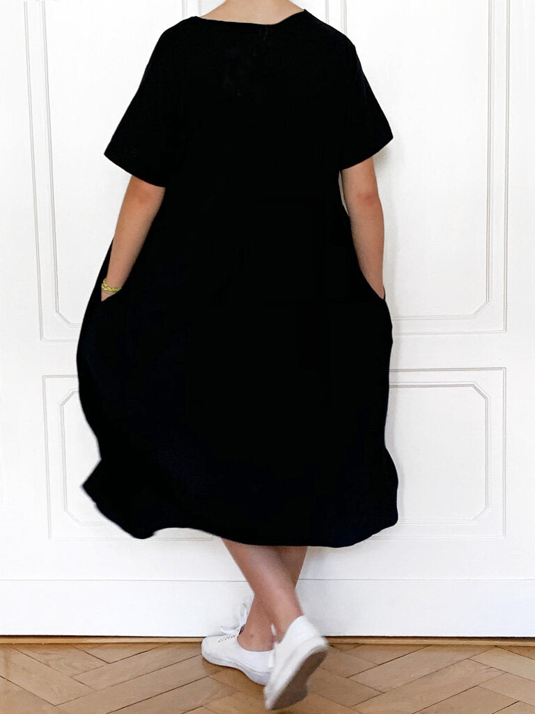 suzusan Shibori Shirt Dress Black