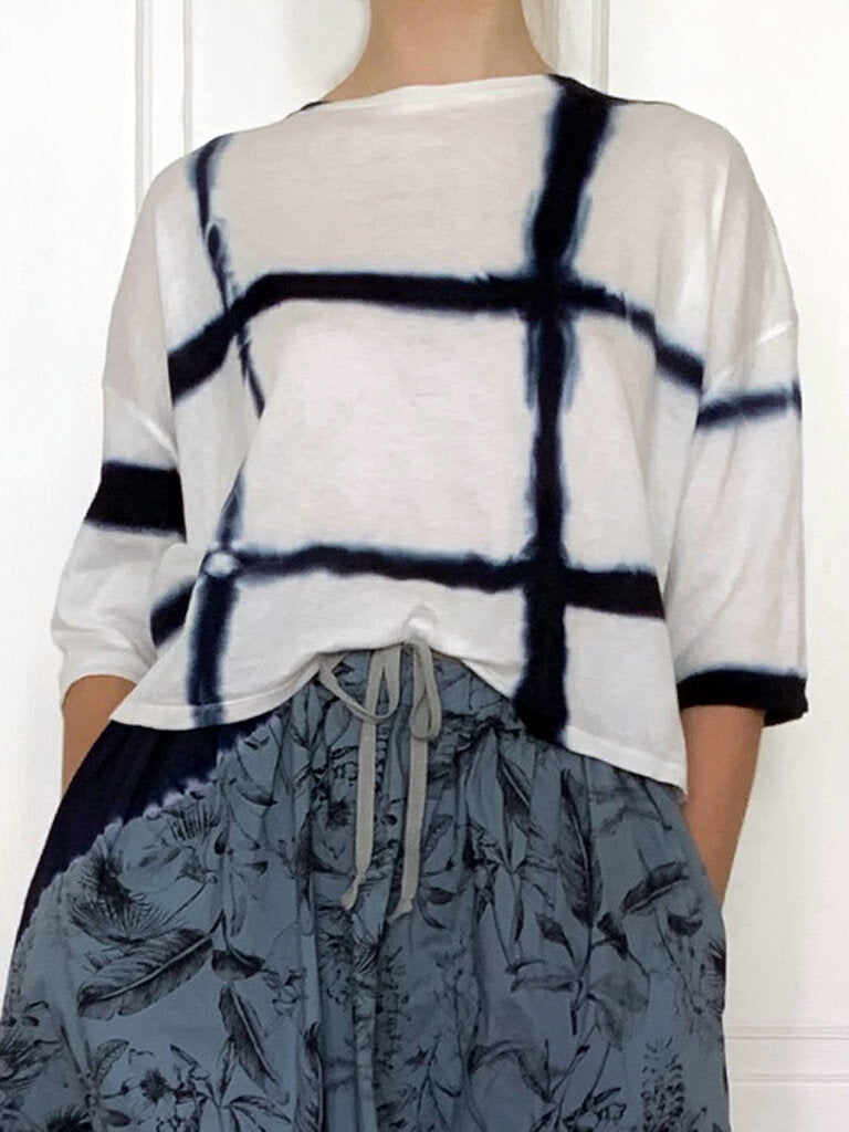 Suzusan Shibori Check T-Shirt