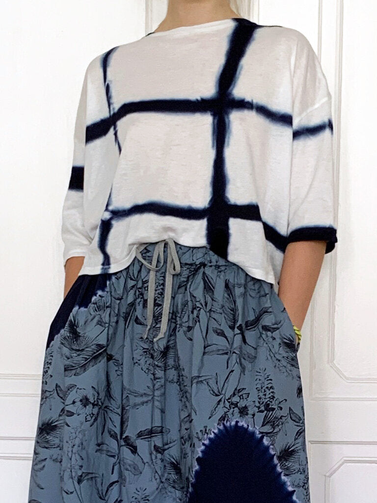 Suzusan Shibori Check T-Shirt