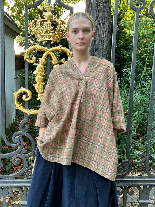 Gallego Desportes Lucia Oversized Wool Crepe Check Shirt
